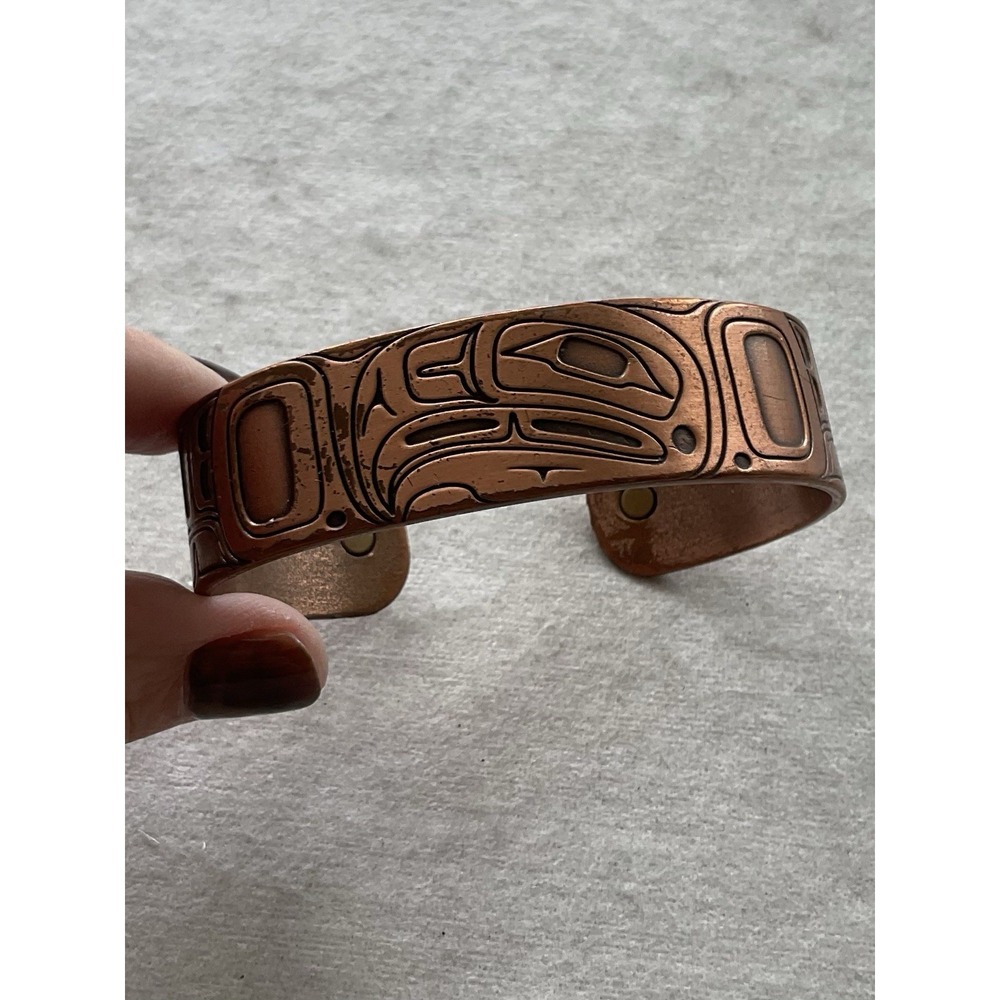Eagle By Gordon White Haida Native Copper Cuff Bracelet Vintage Estate
